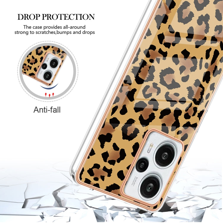 For Xiaomi Poco F5 / Redmi Note 12 Turbo Electroplating Marble Dual-side IMD Phone Case(Leopard Print) - Xiaomi Cases by PMC TechLife | Online Shopping South Africa | PMC TechLife | Buy Now Pay Later Mobicred