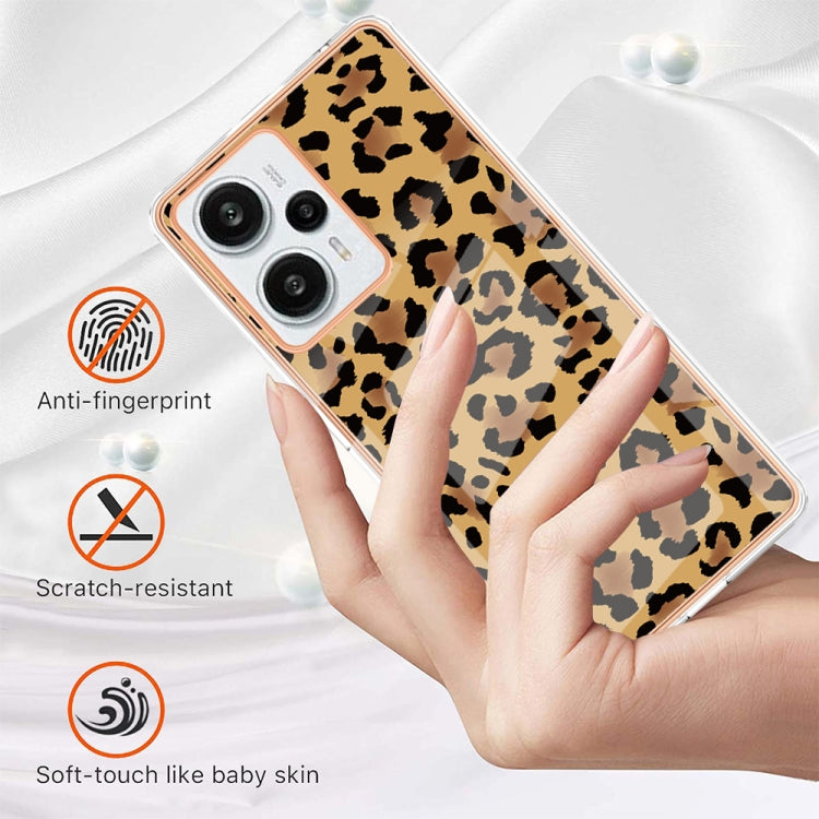 For Xiaomi Poco F5 / Redmi Note 12 Turbo Electroplating Marble Dual-side IMD Phone Case(Leopard Print) - Xiaomi Cases by PMC TechLife | Online Shopping South Africa | PMC TechLife | Buy Now Pay Later Mobicred