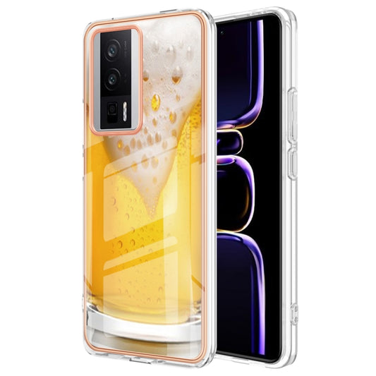 For Xiaomi Poco F5 Pro 5G / Redmi K60 Electroplating Marble Dual-side IMD Phone Case(Draft Beer) - Xiaomi Cases by PMC Jewellery | Online Shopping South Africa | PMC Jewellery | Buy Now Pay Later Mobicred