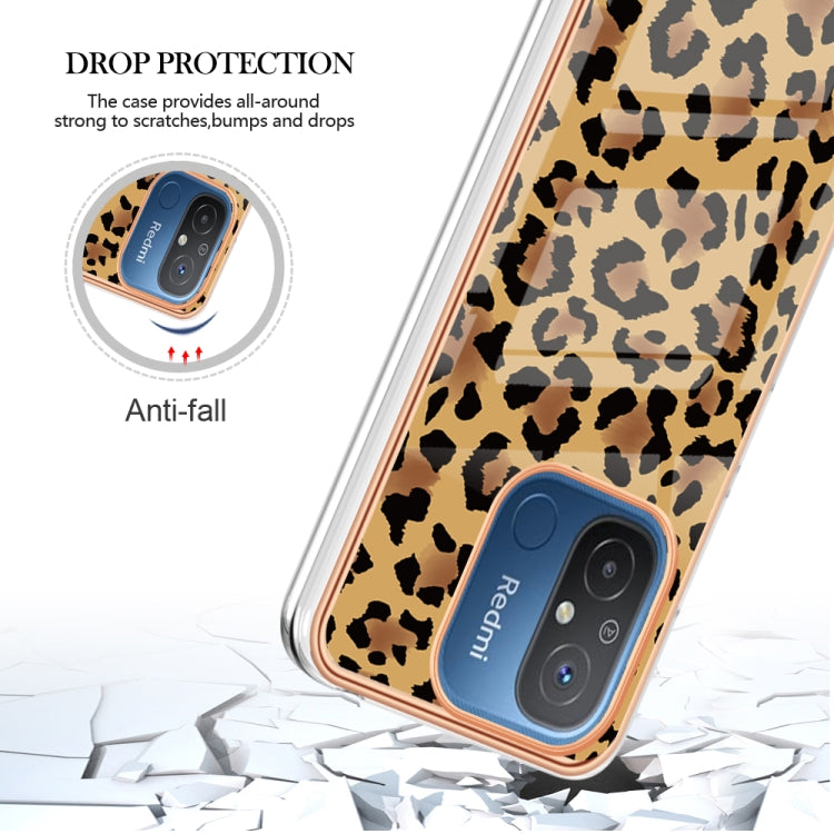 For Xiaomi Redmi 12C / 11A 4G Electroplating Marble Dual-side IMD Phone Case(Leopard Print) - Xiaomi Cases by PMC Jewellery | Online Shopping South Africa | PMC Jewellery | Buy Now Pay Later Mobicred