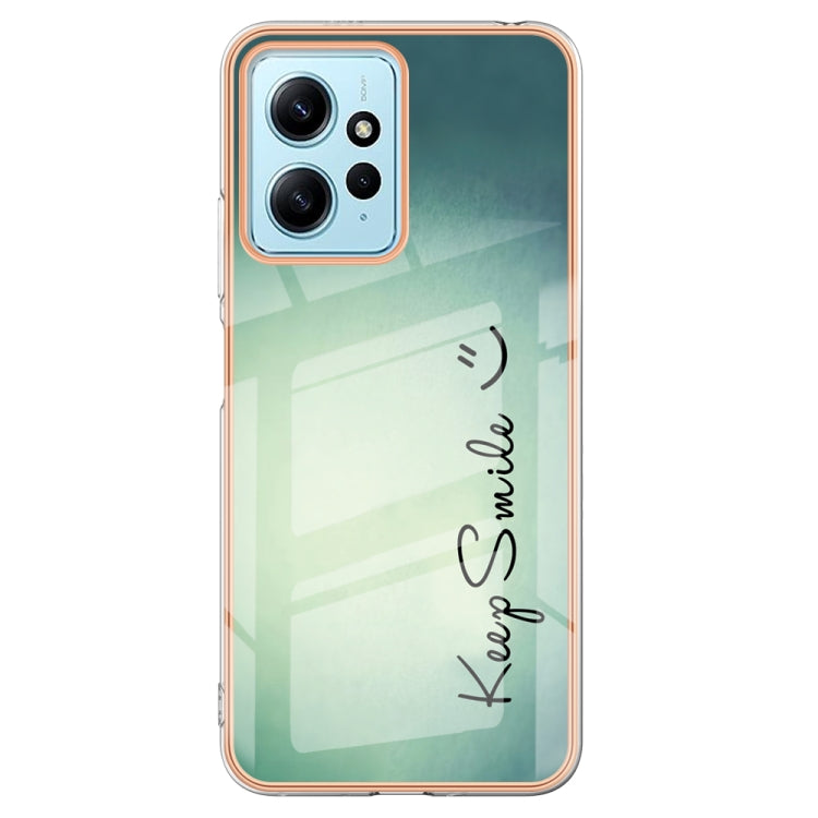 For Xiaomi Redmi Note 12 4G Electroplating Marble Dual-side IMD Phone Case(Smile) - Xiaomi Cases by PMC Jewellery | Online Shopping South Africa | PMC Jewellery | Buy Now Pay Later Mobicred