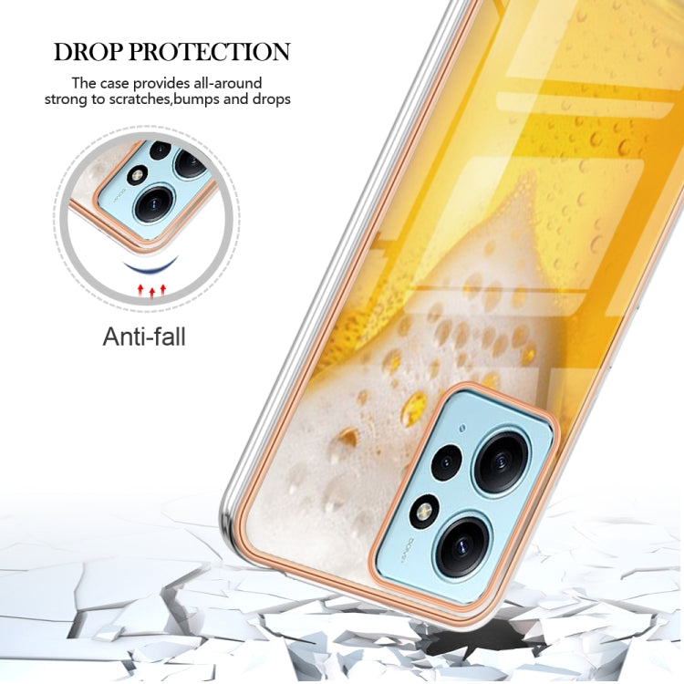 For Xiaomi Redmi Note 12 4G Electroplating Marble Dual-side IMD Phone Case(Draft Beer) - Xiaomi Cases by PMC TechLife | Online Shopping South Africa | PMC TechLife | Buy Now Pay Later Mobicred