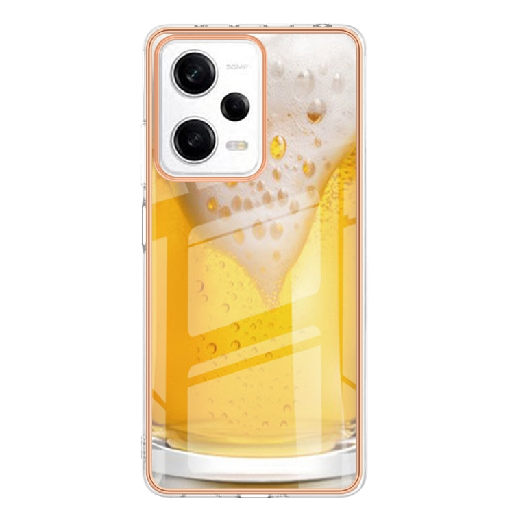 For Xiaomi Redmi Note 12 Pro 5G Global Electroplating Marble Dual-side IMD Phone Case(Draft Beer) - Xiaomi Cases by PMC Jewellery | Online Shopping South Africa | PMC Jewellery | Buy Now Pay Later Mobicred