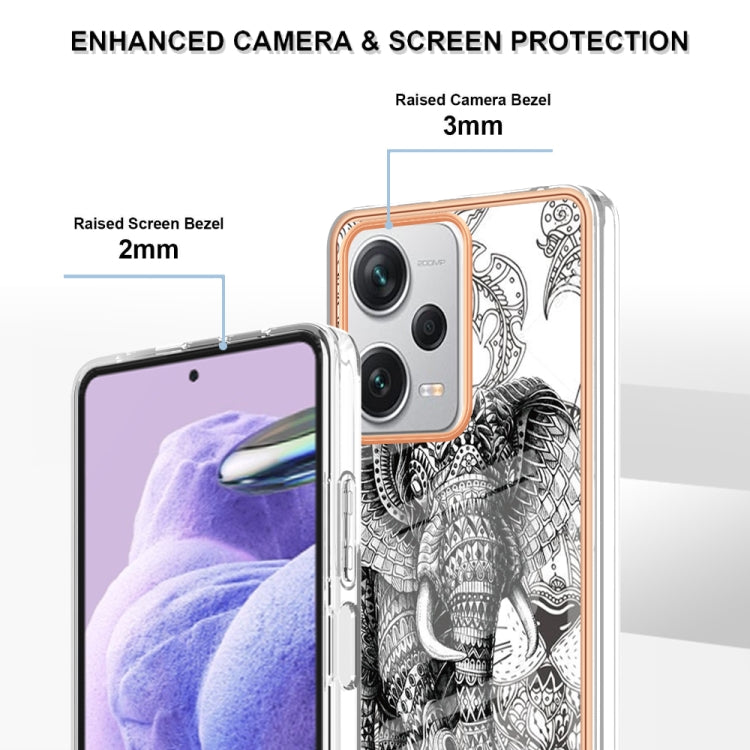 For Xiaomi Redmi Note 12 Pro+ Global Electroplating Marble Dual-side IMD Phone Case(Totem Elephant) - Xiaomi Cases by PMC Jewellery | Online Shopping South Africa | PMC Jewellery | Buy Now Pay Later Mobicred