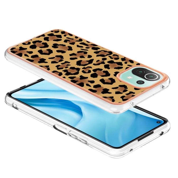 For Xiaomi 11 Lite Electroplating Marble Dual-side IMD Phone Case(Leopard Print) - Xiaomi Cases by PMC TechLife | Online Shopping South Africa | PMC TechLife | Buy Now Pay Later Mobicred
