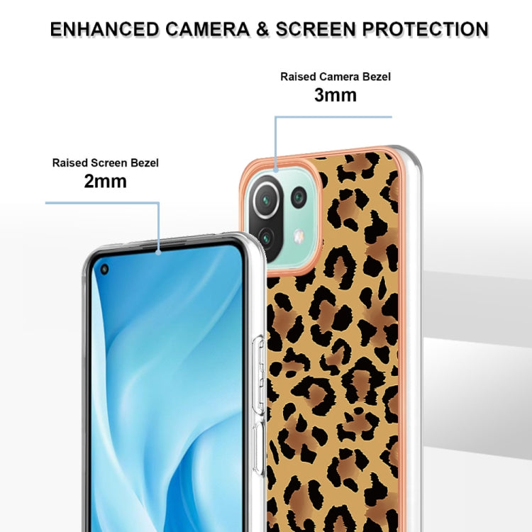 For Xiaomi 11 Lite Electroplating Marble Dual-side IMD Phone Case(Leopard Print) - Xiaomi Cases by PMC TechLife | Online Shopping South Africa | PMC TechLife | Buy Now Pay Later Mobicred