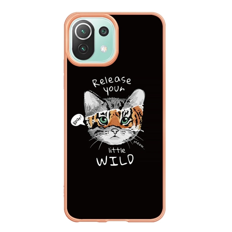 For Xiaomi 11 Lite Electroplating Marble Dual-side IMD Phone Case(Natural Growth) - Xiaomi Cases by PMC TechLife | Online Shopping South Africa | PMC TechLife | Buy Now Pay Later Mobicred