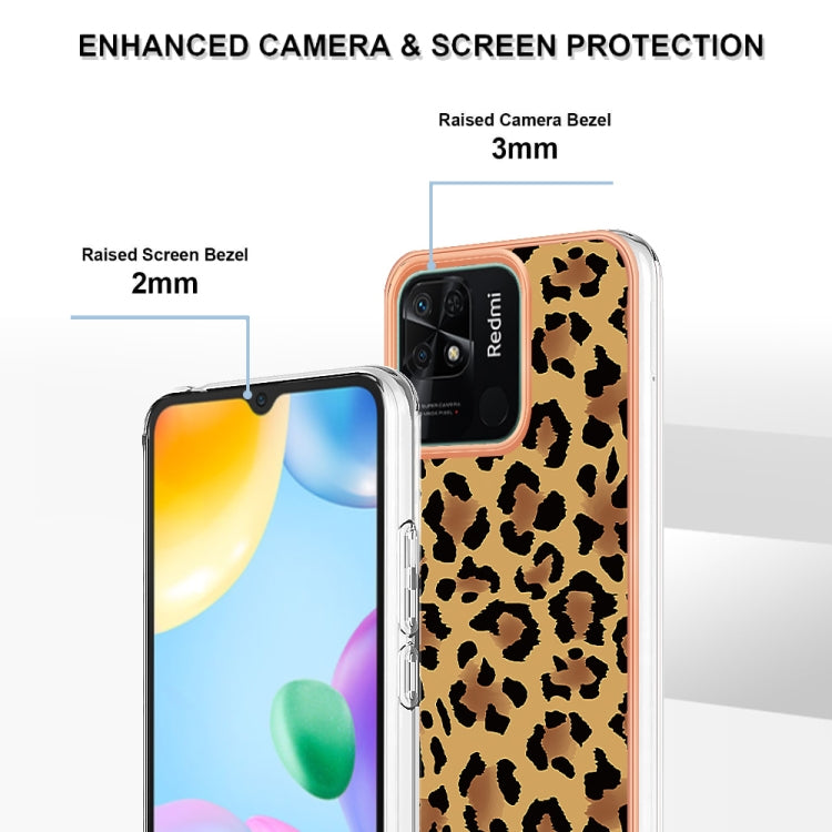 For Xiaomi Redmi 10C Electroplating Marble Dual-side IMD Phone Case(Leopard Print) - Xiaomi Cases by PMC TechLife | Online Shopping South Africa | PMC TechLife | Buy Now Pay Later Mobicred