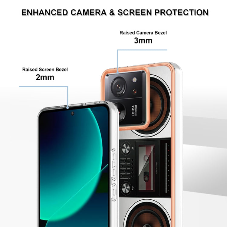 For Xiaomi 13T/13T Pro Electroplating Marble Dual-side IMD Phone Case(Retro Radio) - Xiaomi Cases by PMC Jewellery | Online Shopping South Africa | PMC Jewellery | Buy Now Pay Later Mobicred