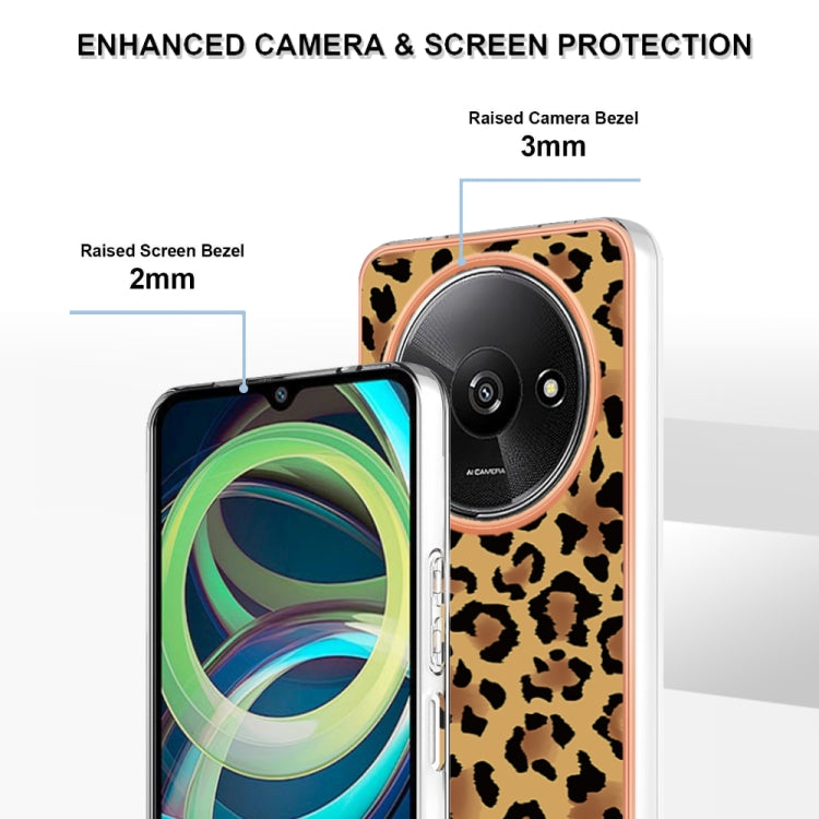 For Xiaomi Redmi A3 Electroplating Marble Dual-side IMD Phone Case(Leopard Print) - Xiaomi Cases by PMC TechLife | Online Shopping South Africa | PMC TechLife | Buy Now Pay Later Mobicred