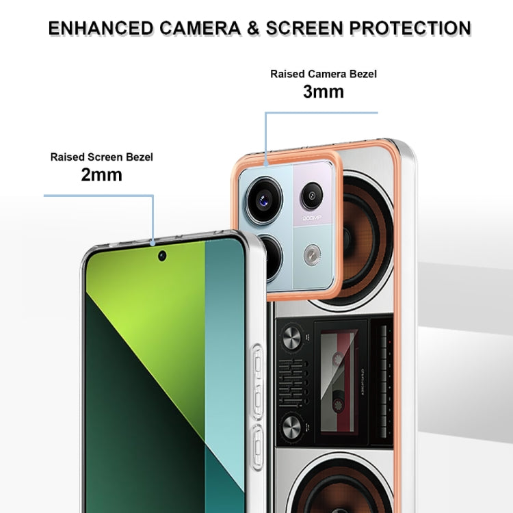 For Xiaomi Redmi Note 13 Pro 5G Global Electroplating Marble Dual-side IMD Phone Case(Retro Radio) - Note 13 Pro Cases by PMC Jewellery | Online Shopping South Africa | PMC Jewellery | Buy Now Pay Later Mobicred