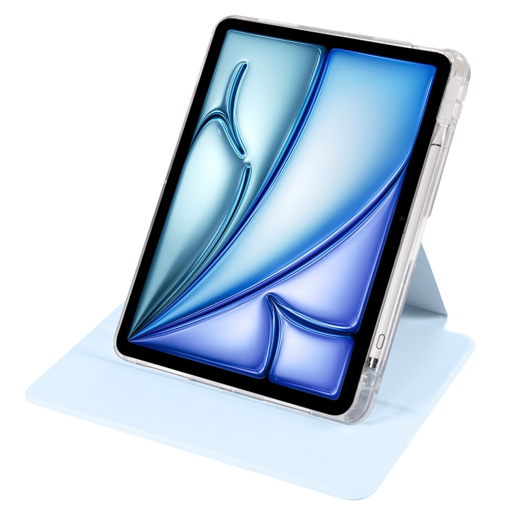 For iPad Air 13 2024 Clear Acrylic 360 Rotation Detachable Leather Tablet Case(Ice Blue) - iPad Air 13 2024 Cases by PMC Jewellery | Online Shopping South Africa | PMC Jewellery | Buy Now Pay Later Mobicred