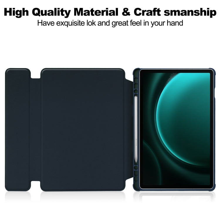 For Samsung Galaxy Tab S9 FE+ 360 Rotation Transparent Smart Leather Case with Keyboard(Dark Blue) - Galaxy Tab S9 FE+ by PMC TechLife | Online Shopping South Africa | PMC TechLife