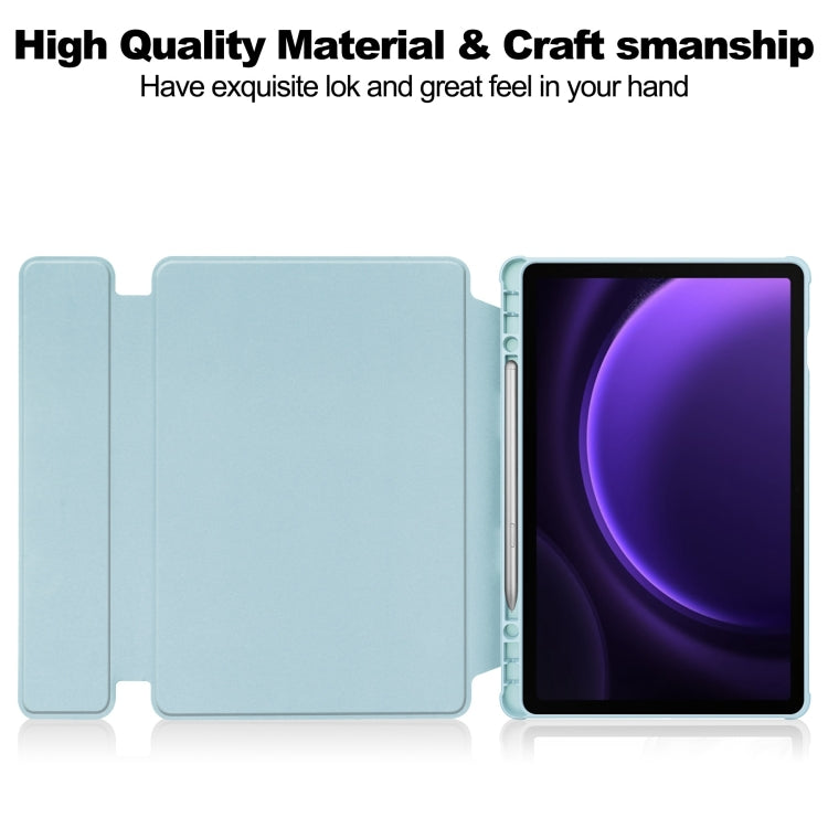 For Samsung Galaxy Tab S9 FE 360 Rotation Transparent Smart Leather Case with Keyboard(Sky Blue) - Galaxy Tab S9 FE by PMC TechLife | Online Shopping South Africa | PMC TechLife