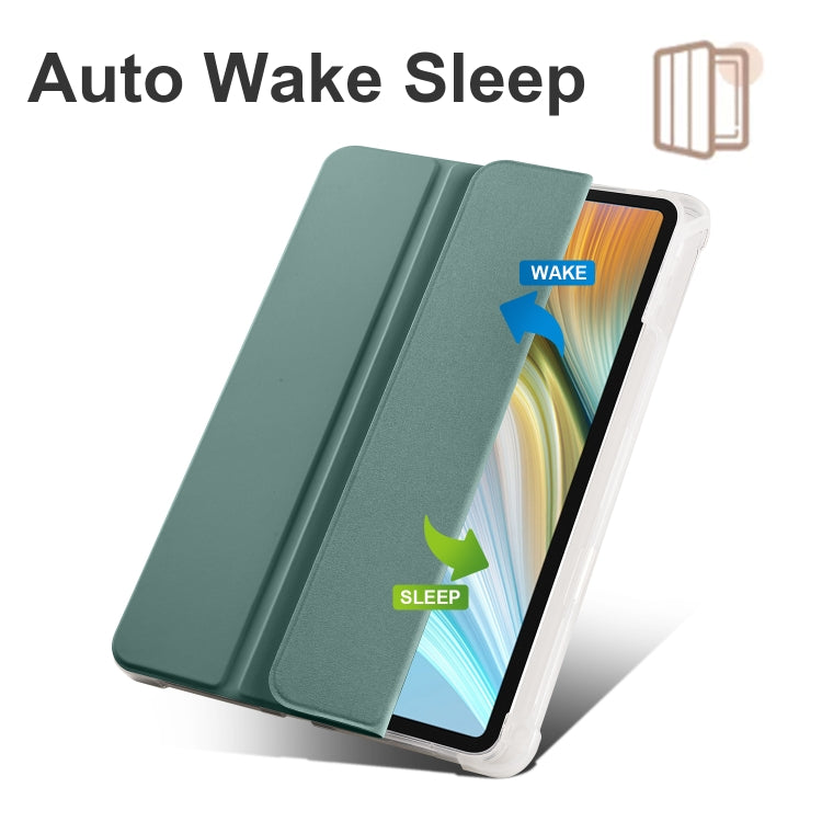 For Honor Pad 8 3-folding Transparent TPU Smart Leather Tablet Case(Green) - Honor by PMC TechLife | Online Shopping South Africa | PMC TechLife | Buy Now Pay Later Mobicred