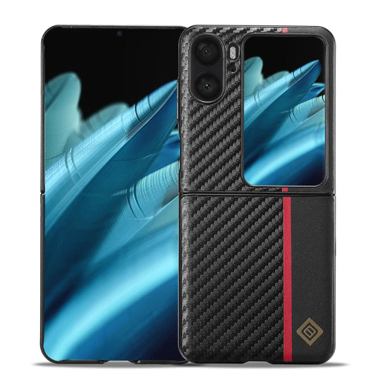 For OPPO Find N2 Flip LC.IMEEKE 3 in 1 Carbon Fiber Texture Shockproof Phone Case(Black) - Find N2 Flip Cases by LC.IMEEKE | Online Shopping South Africa | PMC Jewellery | Buy Now Pay Later Mobicred