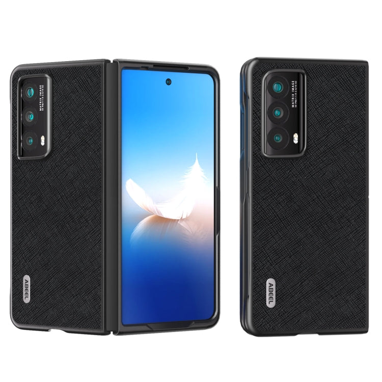 For Honor Magic Vs2 ABEEL Cross Texture Genuine Leather Phone Case(Black) - Honor Cases by PMC TechLife | Online Shopping South Africa | PMC TechLife | Buy Now Pay Later Mobicred