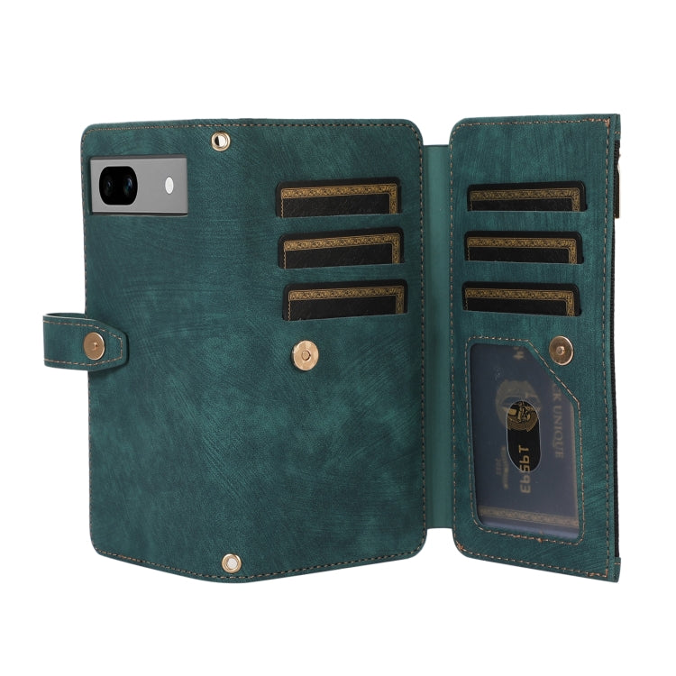 For Google Pixel 7a Dream 9-Card Wallet Zipper Bag Leather Phone Case(Green) - Google Cases by PMC Jewellery | Online Shopping South Africa | PMC Jewellery | Buy Now Pay Later Mobicred