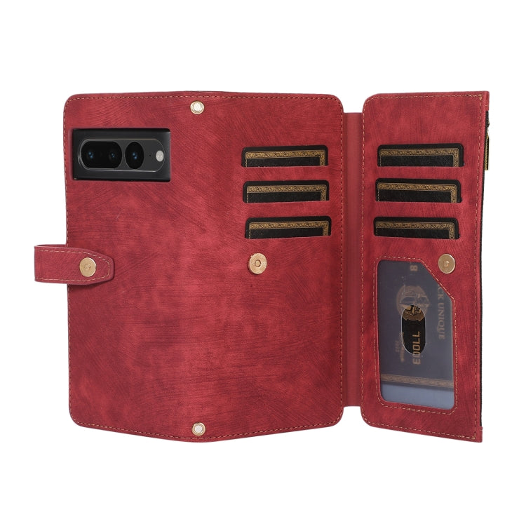 For Google Pixel 7 Pro Dream 9-Card Wallet Zipper Bag Leather Phone Case(Red) - Google Cases by PMC TechLife | Online Shopping South Africa | PMC TechLife | Buy Now Pay Later Mobicred