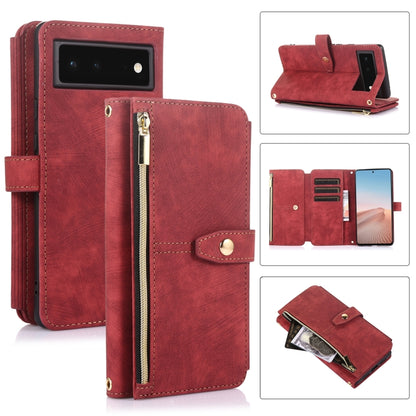 For Google Pixel 6 Dream 9-Card Wallet Zipper Bag Leather Phone Case(Red) - Google Cases by PMC Jewellery | Online Shopping South Africa | PMC Jewellery | Buy Now Pay Later Mobicred