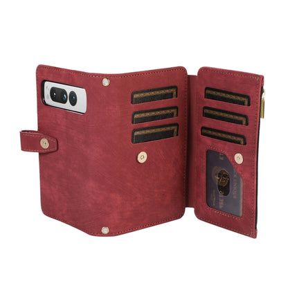 For Google Pixel Fold Dream 9-Card Wallet Zipper Bag Leather Phone Case(Red) - Google Cases by PMC Jewellery | Online Shopping South Africa | PMC Jewellery | Buy Now Pay Later Mobicred