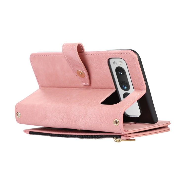 For Google Pixel Fold Dream 9-Card Wallet Zipper Bag Leather Phone Case(Pink) - Google Cases by PMC Jewellery | Online Shopping South Africa | PMC Jewellery | Buy Now Pay Later Mobicred