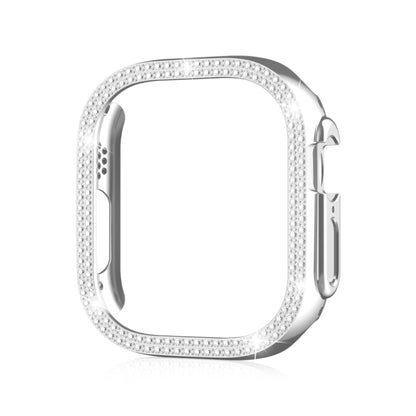 For Apple Watch Ultra 2 / Ultra 49mm Double Row Diamond Hollow PC Watch Case(Silver) - Watch Cases by PMC Jewellery | Online Shopping South Africa | PMC Jewellery | Buy Now Pay Later Mobicred