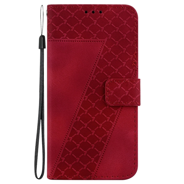 For Motorola Edge 2024 Seven-shaped Embossed Leather Phone Case(Red) - Motorola Cases by PMC Jewellery | Online Shopping South Africa | PMC Jewellery | Buy Now Pay Later Mobicred