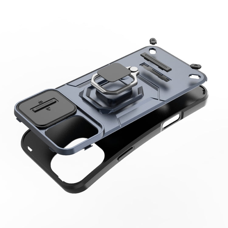 For iPhone 16 Plus Sliding Camshield TPU + PC Shockproof Phone Case with Holder(Green) - iPhone 16 Plus Cases by PMC TechLife | Online Shopping South Africa | PMC TechLife | Buy Now Pay Later Mobicred