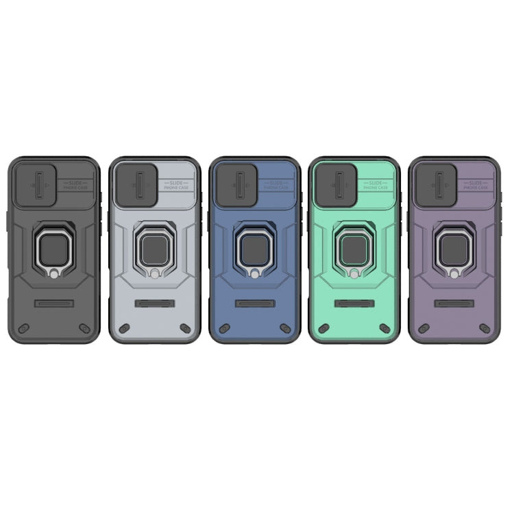 For iPhone 16 Plus Sliding Camshield TPU + PC Shockproof Phone Case with Holder(Green) - iPhone 16 Plus Cases by PMC TechLife | Online Shopping South Africa | PMC TechLife | Buy Now Pay Later Mobicred