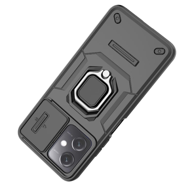 For Xiaomi Redmi Note 12 5G Global Sliding Camshield TPU + PC Shockproof Phone Case with Holder(Grey) - Xiaomi Cases by PMC TechLife | Online Shopping South Africa | PMC TechLife | Buy Now Pay Later Mobicred