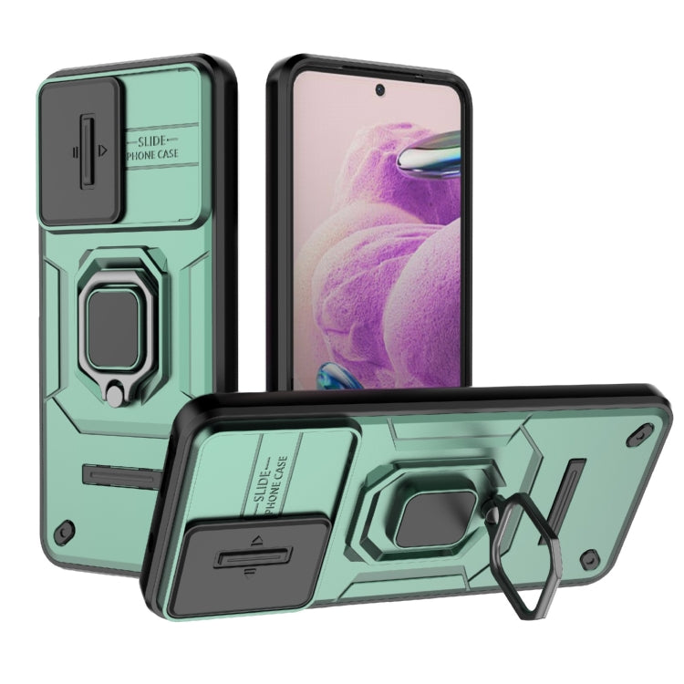 For Xiaomi Redmi Note 12S 4G Global Sliding Camshield TPU + PC Shockproof Phone Case with Holder(Green) - free shipping - PMC TechLife - Order now!