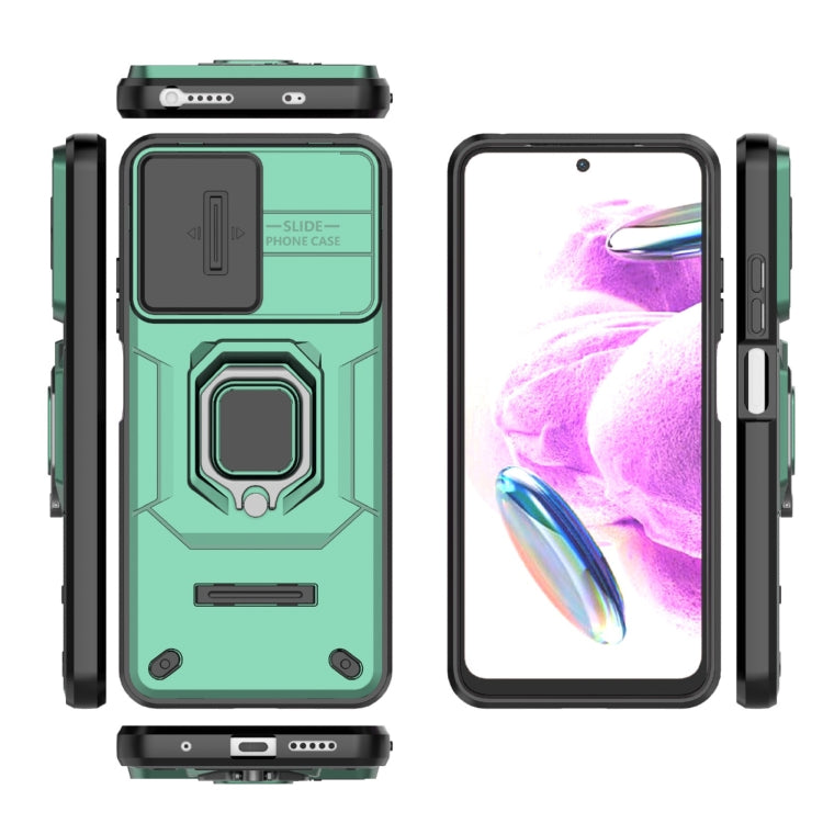 For Xiaomi Redmi Note 12S 4G Global Sliding Camshield TPU + PC Shockproof Phone Case with Holder(Green) - free shipping - PMC TechLife - Order now!
