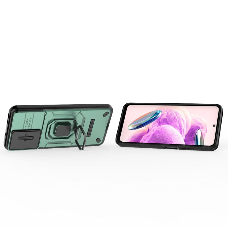 For Xiaomi Redmi Note 12S 4G Global Sliding Camshield TPU + PC Shockproof Phone Case with Holder(Green) - free shipping - PMC TechLife - Order now!