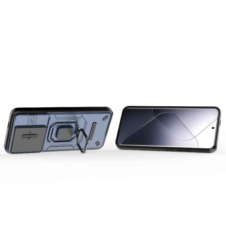 For Xiaomi 14 Pro 5G Sliding Camshield TPU + PC Shockproof Phone Case with Holder(Blue) - free shipping - PMC TechLife - Order now!