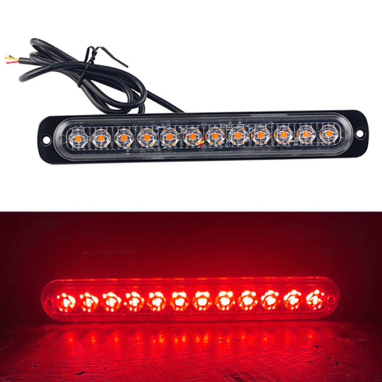 DC12V-24V / 36W Car Truck Emergency Strobe Flash Warning Light 12LEDs Long Ultra-thin Side Lights(Red) - free shipping - PMC TechLife - Order now!