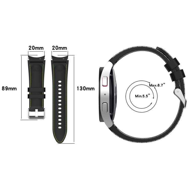 For Samsung Galaxy Watch 6 / 6 Classic Leather Silicone Watch Band(Black+White) - Watch Bands by PMC TechLife | Online Shopping South Africa | PMC TechLife