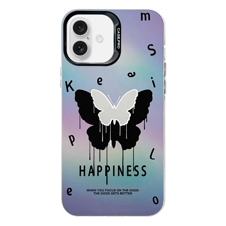 For iPhone 16 Electroplated Silver Series PC Protective Phone Case(Black Butterfly) - iPhone 16 Cases by PMC Jewellery | Online Shopping South Africa | PMC Jewellery | Buy Now Pay Later Mobicred