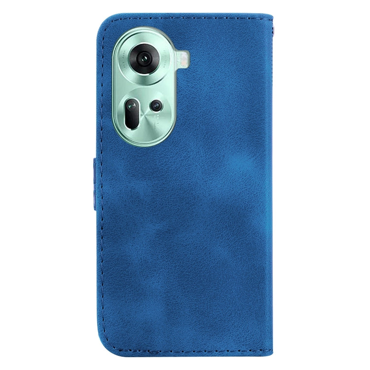 For OPPO Reno11 Global 7-shaped Embossed Leather Phone Case(Blue) -  by PMC Jewellery | Online Shopping South Africa | PMC Jewellery | Buy Now Pay Later Mobicred