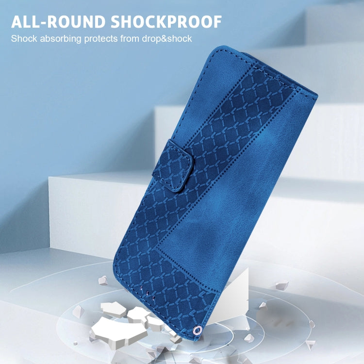 For OPPO Reno11 Global 7-shaped Embossed Leather Phone Case(Blue) -  by PMC TechLife | Online Shopping South Africa | PMC TechLife | Buy Now Pay Later Mobicred
