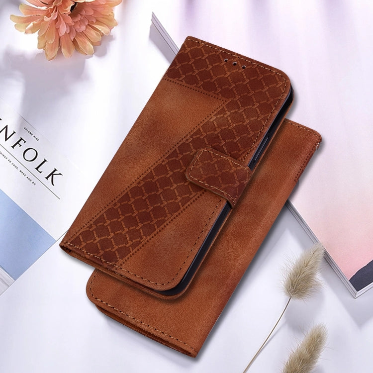For OPPO Reno 11 Pro 5G Global 7-shaped Embossed Leather Phone Case(Brown) - Reno11 Pro Cases by PMC TechLife | Online Shopping South Africa | PMC TechLife | Buy Now Pay Later Mobicred