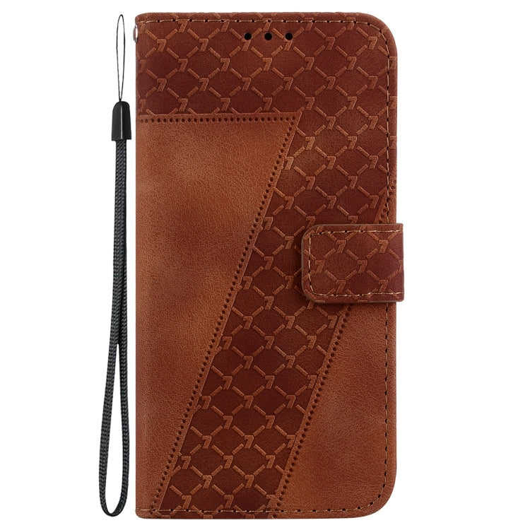 For OPPO Reno 11 Pro 5G Global 7-shaped Embossed Leather Phone Case(Brown) - Reno11 Pro Cases by PMC TechLife | Online Shopping South Africa | PMC TechLife | Buy Now Pay Later Mobicred