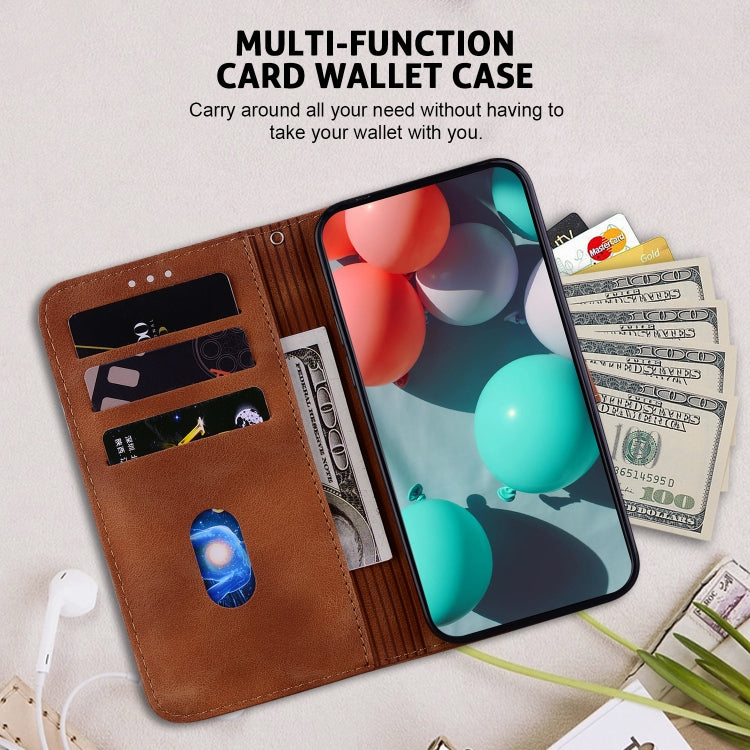 For OPPO Reno 11 Pro 5G Global 7-shaped Embossed Leather Phone Case(Brown) - Reno11 Pro Cases by PMC TechLife | Online Shopping South Africa | PMC TechLife | Buy Now Pay Later Mobicred