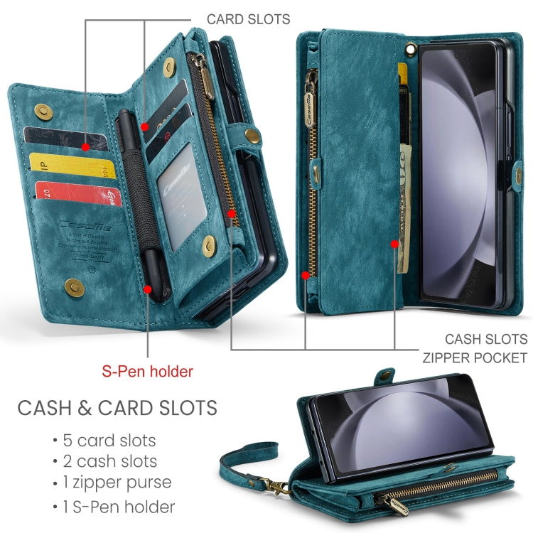 For Samsung Galaxy Z Fold5 CaseMe 008 Multifunctional Zipper Wallet Phone Leather Case(Blue) - Galaxy Z Fold5 Cases by CaseMe | Online Shopping South Africa | PMC Jewellery | Buy Now Pay Later Mobicred