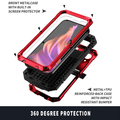 For iPhone 15 R-JUST Shockproof Life Waterproof Dust-proof Metal + Silicone Phone Case with Holder(Red) - iPhone 15 Cases by R-JUST | Online Shopping South Africa | PMC Jewellery