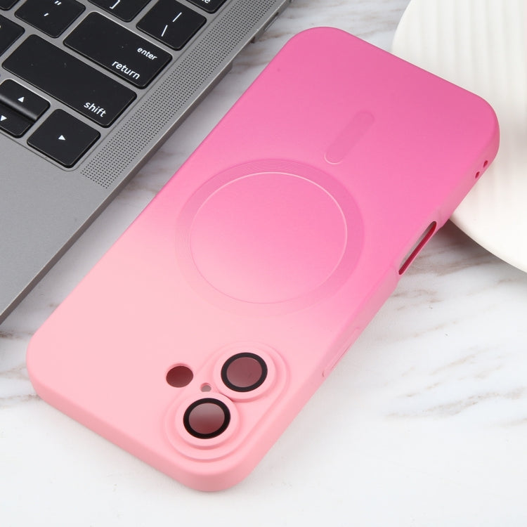 For iPhone 16 Liquid TPU Silicone Gradient MagSafe Phone Case(Pink Red) - iPhone 16 Cases by PMC TechLife | Online Shopping South Africa | PMC TechLife | Buy Now Pay Later Mobicred