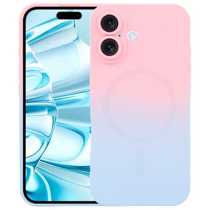 For iPhone 16 Liquid TPU Silicone Gradient MagSafe Phone Case(Pink Blue) - iPhone 16 Cases by PMC Jewellery | Online Shopping South Africa | PMC Jewellery | Buy Now Pay Later Mobicred