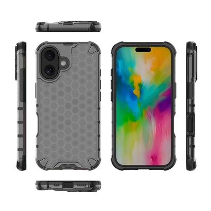 For iPhone 16 Honeycomb Shockproof Phone Case(Black) - iPhone 16 Cases by PMC Jewellery | Online Shopping South Africa | PMC Jewellery | Buy Now Pay Later Mobicred