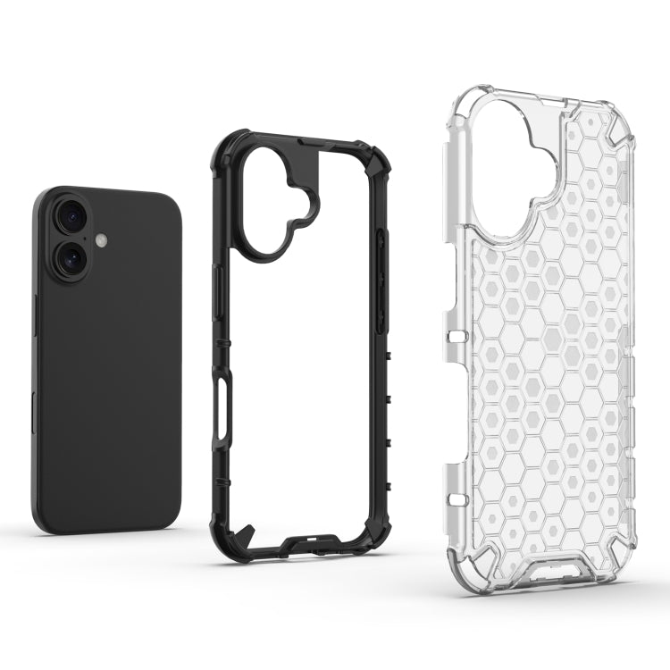 For iPhone 16 Honeycomb Shockproof Phone Case(Black) - iPhone 16 Cases by PMC TechLife | Online Shopping South Africa | PMC TechLife | Buy Now Pay Later Mobicred