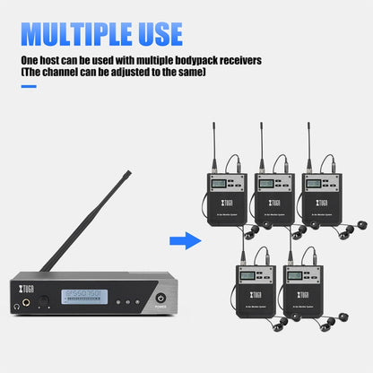 XTUGA  IEM1100 Professional Wireless In Ear Monitor System 5 BodyPacks(EU Plug) - Microphone by XTUGA | Online Shopping South Africa | PMC Jewellery | Buy Now Pay Later Mobicred